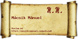 Mácsik Mánuel névjegykártya